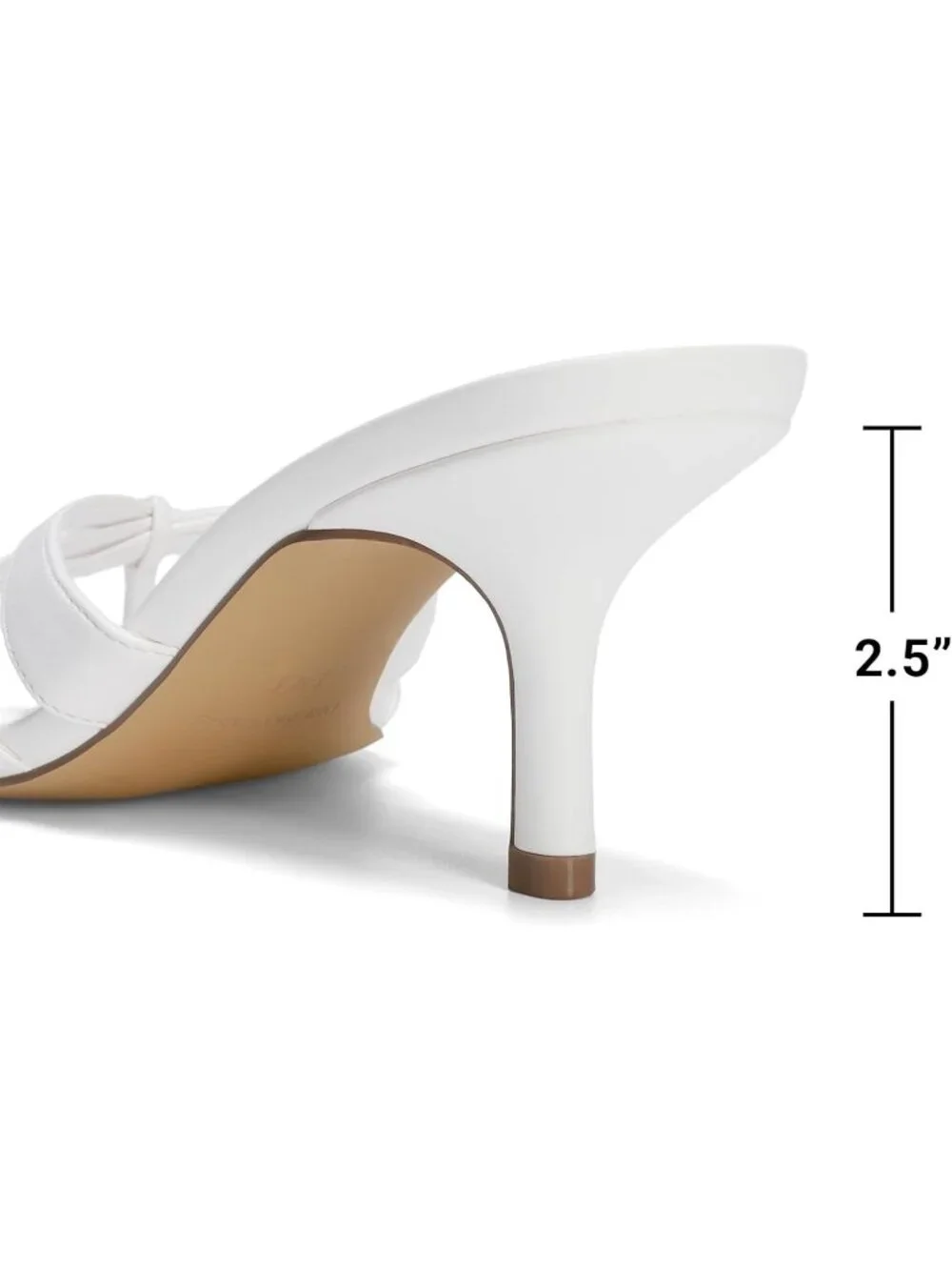 Women's White Faux Leather Square Open Toe Thong Mules Strappy Kitten Heels